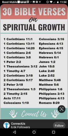 the bible verses on virtual growth screenshote with text and images in red, white