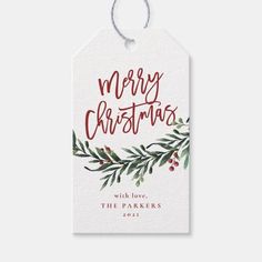 Script merry christmas branch with berries gift tags  Zazzle Christmas Aquarell, Personalized Christmas Tags, Christmas Gift Ideas Diy, Christmas Present Tags, Xmas Gift Tags, Merry Christmas Tags, Christmas Branches, Merry Christmas Gift Tags, Christmas Hampers