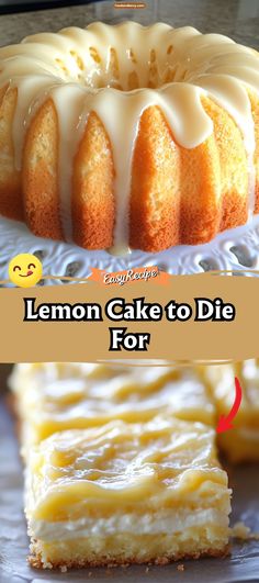 Delicious Lemon Cake to Die For via @recipesforfamily12 Lemon Cake With Chocolate Frosting, Best Lemon Cake Recipe Moist, Lemon Cake To Die For Recipe, Icing For Lemon Cake, Lemon Cake To Die For, Fluffy Lemon Cake Recipe, Lemon Desserts Recipes, Lemon Cream Cake Recipe, Easy Lemon Desserts