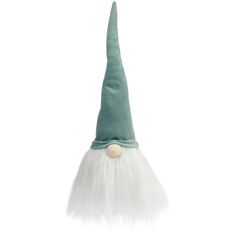 a green and white gnome's hat on a white background