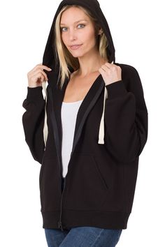 Your comfortable everyday cotton zip up hoodie. Casual everyday sweat jacket. Great for the gym or any relaxed setting. Kangaroo pocket with an adjustable hoodie. Super soft and comfortable!

Fabric: 53% Cotton | 45% Polyester | 2% Spandex

Comfortable Basic Hoodie Sweat Jacket

Kangaroo Style Pocket

Zippered with Adjustable Hoodie

Made in Vietnam

Total Body Length on a Small: 26", Bust: 44" Sweat Jacket, Basic Hoodie, Sweat Hoodie, Cozy Fits, Casual Everyday, Zipper Hoodie, Zip Up Hoodie, Kangaroo Pocket, Kangaroo