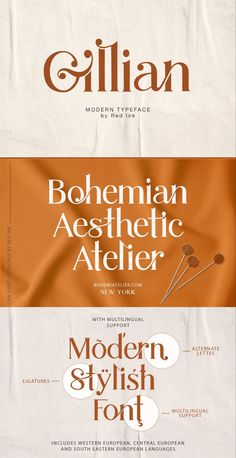 an advertisement for the modern stylish font and typogramm package design