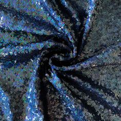 blue and black sequinized fabric