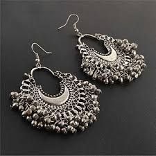 Desi Ornaments, Silver Earrings Indian, Black Metal Jewelry, Oxidised Earrings, Silver Jewelry Accessories, Indian Bridal Jewelry Sets, Antique Jewellery Designs, Antique Silver Jewelry, Fancy Jewellery Designs