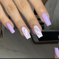 Lilac Nails, Purple Nail Designs, Ombre Acrylic Nails, Simple Gel Nails, Simple Acrylic Nails, Pretty Gel Nails, Purple Marble