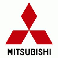 the logo for mitsubi motors is shown in black and red on a white background