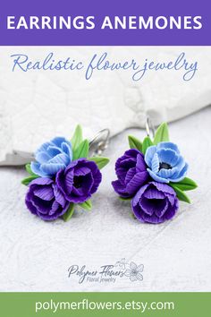 Flowers earrings Handmade Purple Polymer Clay Flower Earrings, Handmade Purple Flower Earrings, Purple Handmade Flower Earrings, Purple Flower-shaped Polymer Clay Earrings, Purple Flower Earrings With 3d Flowers As A Gift, Purple 3d Flower Earrings As Gift, Purple Flower Polymer Clay Earrings, Paper Jewellery, Flowers Earrings