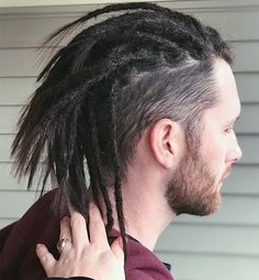 Dreads Hairstyles For Men, Mohawk Dreads, Long Mohawk, Dreads Hairstyles, Dread Hairstyles For Men, Shaved Side, Hairstyle Tips, Shaved Side Hairstyles