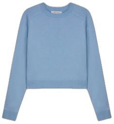 Cozy Fit Blue Sweatshirt With Ribbed Cuffs, Light Blue Relaxed Fit Winter Sweatshirt, Light Blue Relaxed Fit Sweatshirt For Winter, Blue Sweatshirt With Ribbed Neckline For Spring, Blue Ribbed Collar Sweatshirt For Spring, Blue Crew Neck Cropped Sweater For Winter, Casual Light Blue Sweater With Ribbed Cuffs, Blue Cropped Sweater With Ribbed Cuffs For Fall, Blue Top With Ribbed Cuffs And Cozy Fit