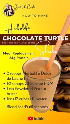 the chocolate turtle shake is ready to be served for breakfast or desserts, and it's also made with real chocolate