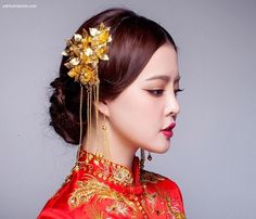 Chinese Bridal Hair Comb for Kwa Qun - YannyExpress  - 1 Chinese Bridal Hair, Makeup Chinese, Bridal Hair Pieces Flower, Best Wedding Hairstyles, Braut Make-up