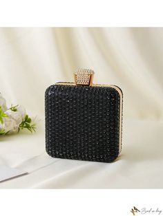 Bird in Bag - Elegant Square Diamond Handbag for Women's Formal Events Luxury Portable Black Bag, Black Large Capacity Evening Bag, Black Spacious Evening Bag, Black Shoulder Bag For Party With Large Capacity, Black Large Capacity Shoulder Bag For Party, Large Capacity Black Shoulder Bag For Party, Large Capacity Black Clutch Evening Bag, Portable Black Rectangular Bag, Portable Black Evening Bag