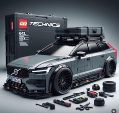 the lego technics volvo car is shown in grey