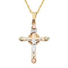 Black Hills Gold Cross Pendant & Necklace Black Hills Gold Jewelry, Beautiful Vases, Fine Gold Necklace, Horse Jewelry, Black Hills Gold, Cross Chain, Gold Cross Pendant, Rosary Beads, Gifts For My Wife