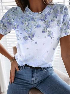 Affordable price buy T-shirts on Zolucky, SPU: 29410T-5GD4DD, Color: Color1, Style:Casual, Sleeve Length:Short Sleeve. Loose Skirt, Flower Print Shirt, Laundry Guide, Code Number, Shirts Women Fashion, Vintage T Shirts, Rock Design, Floral Print Shorts, Vintage Casual