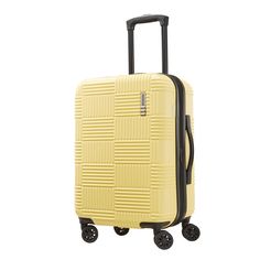 American Tourister 20" Checkered Carry On Hardside Spinner Suitcase - Yellow Hard Sided Luggage, Luggage Packing, Cute Suitcases, Rolling Bag, Luggage Carrier, Checked Luggage, Spinner Suitcase, Suitcase Set, Travel Suitcase