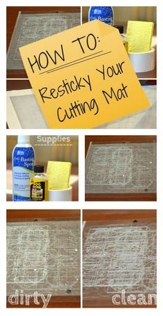 the instructions for how to res tidy your cutting mat are shown in four different pictures