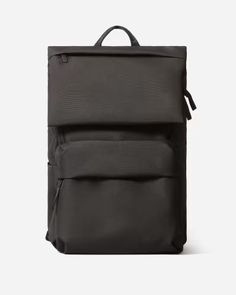 The ReNew Transit Backpack Black – Everlane Water Bottle Holders, Laptop Pocket, Zipper Pulls, Supply Chain, Bottle Holders, Black Backpack, Recycled Plastic, Plastic Bottles, Sliders