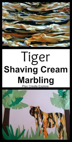 tiger shaving cream marbling craft project for kids