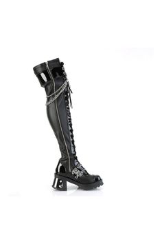 2 3/4" Chunky Heel, 1" Platform Over-The-Knee Boot, Inside Zipper - Fit Guide: Women's US Size Shown - Heel: 2 3/4" Heel, 1" Platform - Brand: Demonia - Country of Origin: Imported