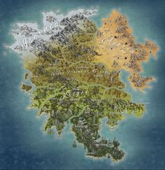 an image of a map that looks like the land in game of thrones, with trees and mountains on it