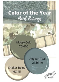 the color scheme for mossy oak and ocean teal is shown in three different shades