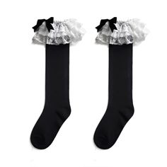 𝒜𝒷ℴ𝓊𝓉: Material: Cotton ♡ 𝓈𝒾𝓏𝒾𝓃ℊ ♡ One Size Casual Black Knee-high Socks For School, Black Knee-high Socks For School, White Stretch Party Socks, Black Winter School Socks, Black Knee-high School Stockings, White Stretch Knee-high Socks For Party, Black Winter Stockings For School, White Knee-high School Socks, Fitted White Stockings For School