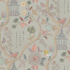 RV-Japanese-Garden-Pastel-Blue-Flat-Image.jpg Half Drop Repeat Pattern, Pastel Blue Wallpaper, 19 Century Art, Japanese Tea Garden, Birds Chirping, Garden Mural, Flowers In Bloom, Japanese Garden Design, Artist Materials