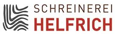 the schrenerei helfrich logo is shown in red and black on a white background