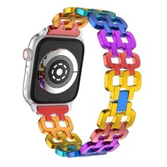 Best luxury premium Apple watch bands fashion, to match your iwatch face Series 4 3 2 1. Our adaptor connectors lugs, claps and buckles are made of durable stainless steel for long term use. Most of our replacement wristbands are not found in stores near you. This beautiful strap design are available in color: Rainbow Adjustable to fit wrist sizes 38mm, 40mm, 42mm, 44mm, fits up to 5.1" - 8.6" (130mm - 220mm) wrists. Made of high quality premium leather. Which comes as a comfortable soft cuff lo Modern Multicolor Apple Watch Band, Modern Multicolor Rectangular Apple Watch Band, Best Apple Watch Bands, Apple Watch Bands Fashion, Apple Watch Wristbands, Apple Watch Fashion, Best Apple Watch, Watch Band Bracelet, Apple Watch Series 7