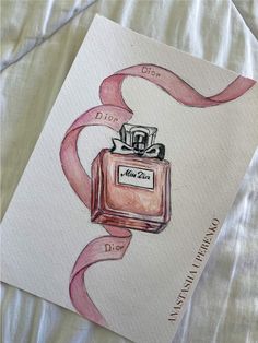 a watercolor drawing of a bottle of dior eau d'art perfume