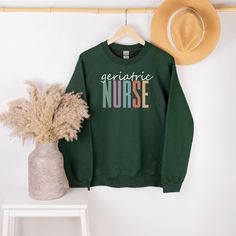 Geriatric Nurse Sweatshirt, Gift for Geriatric Nurse, Geriatric Nurse Shirt, Geriatric Nurse Crewneck, Nurse Gifts, Nursing Sweatshirt Make Heaven Crowded, Sweatshirt Ideas, Fitted Shirts, Nurse Sweatshirt, Nurse Shirt, Nursing Shirts, Nurse Gifts, Unisex Shirts, Vintage Sweatshirt