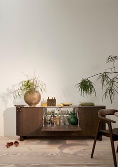 a table with some plants on top of it