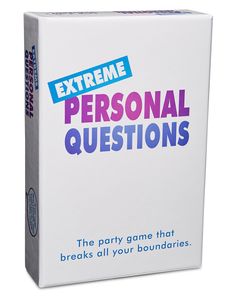 an extreme personal questions board game is shown in the box, which includes instructions for how to use it