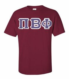 a maroon tshirt with the word phi on it