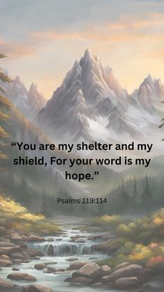 a painting with the words, you are my shelter and my shield for your word is my hope