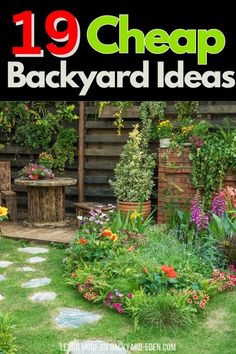 the cover of 19 cheap backyard ideas