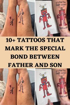 tattoos that mark the special bond between father and son on both hands, with words above them