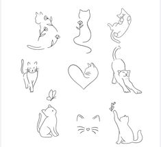 an image of cats that are drawn in black and white