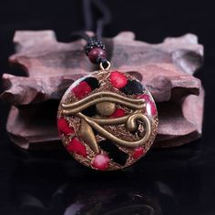 contains red coral artisan crystals and copper The Eye of Horus is an ancient Egyptian symbol that represents protection, sacrifice, healing, regeneration, and royal power. It is also used as protection from evil forces. chain length: 65-70 cm, adjustable pendant length: 3.6 cm Eye Of Horus Necklace, Red Energy, The Eye Of Horus, Protection From Evil, Ancient Egyptian Symbols, Red Coral Necklace, Egyptian Symbols, Protection Amulet, Les Chakras