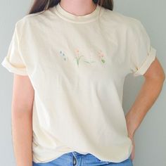 Pastel Crew Neck Top For Spring, Pastel Crew Neck Spring Top, Pastel Crew Neck T-shirt For Summer, Spring Watercolor Print Cotton Tops, Spring Everyday T-shirt, Botanical Cotton T-shirt For Spring, Summer Pastel Crew Neck T-shirt, Cotton Botanical T-shirt For Spring, White Watercolor Print T-shirt For Spring