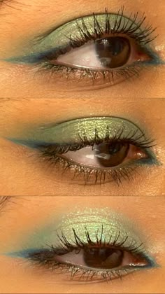 Green Makeup On Green Eyes, Subtle Teal Eye Makeup, Odens Eye Makeup, Green Mascara Looks, Green Blue Makeup Looks, Green And Blue Eye Makeup, Blue Green Makeup Look, Blue And Green Makeup Looks, Green And Blue Eyeshadow Looks