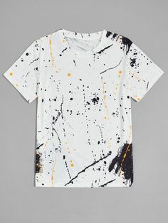 Men Splash Ink Print Tee | SHEIN USA Mens Clothing Styles Casual Simple, Otaku Clothes, Champion Clothing, Mens Printed T Shirts, Mens Inspiration, Tee Shirt Fashion, Dope Outfits, Print Tee, The Men