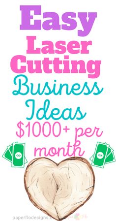 a poster with the words easy laser cutting business ideas $ 100 per month on it