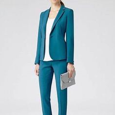 Teal Blue Blazer Jacket. Button Front Closure, Fully Lined. Size 6 (Fits More Like A 4). Brand New Blue Office, Work Blazer, Peacock Blue, Blue Pants, Teal Blue, A 4, Blazer Suit, Suits For Women, Blazer Jacket