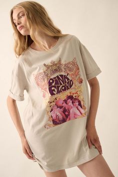 Pink Floyd 1967 Concert Poster Oversize Graphic Tee - ShopPromesa Oversize Graphic Tee, Pink Floyd Poster, Rocker Tee, Poster Graphic, Oversized Graphic Tee, Concert Poster, Stone Grey, Style Pink, Vintage Canvas