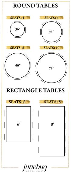 the table numbers and place settings for round tables are shown in gold foil on white paper