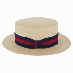 When looking for a traditional boater/skimmer, the Belfry Venice is our finest choice. It is made of tightly woven genuine Panama straw and features a flat crown and brim. The classic club hat band in navy and red striping is finished in a single bow, and adds lots of vintage style. Handmade in the USA, the Venice showcases fine American craftsmanship. FEATURESStyle: Boater/SkimmerMaterial: Genuine Panama StrawDimensions: 3 1/2 Crown, 2 1/2" BrimBand: Grosgrain Ribbon Classic Woven Straw Hat For Kentucky Derby, Classic Woven Sun Hat For Kentucky Derby, Classic Woven Hat For Kentucky Derby, Classic Adjustable Toquilla Straw Boater Hat, Adjustable Classic Toquilla Straw Boater Hat, Classic Flat Crown Straw Hat For Beach, Classic Woven Straw Hat With Short Brim, Classic Straw Hat With Flat Crown For Beach, Classic Adjustable Beige Boater Hat