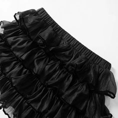 Black Acubi Style Skirt Short Pleated A-Line Skirt Chic Black Mini Skirt Acubi Fashion A-Line Skirt-3 Party Bottoms With Elastic Waistband, Mini Length, Party Mini Skirt With Ruffles, Party Mini Bottoms With Elastic Waistband, Party Ruffled Skort, Mini Skirt With Elastic Waistband For Party, Black Party Skort With Ruffles, Black Ruffled Skort For Party, Solid Ruffled Skort For Party, Fitted Party Skort With Elastic Waistband