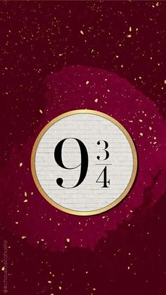 the number nine on a red background with gold and black paint splattered around it